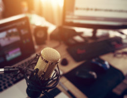 Condenser microphone in a home music studio